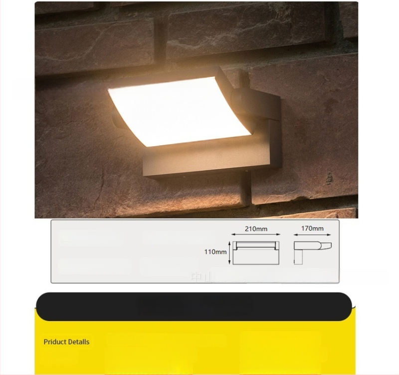 LED εξωτερική τοίχικη λυχνία με αισθητήρα, αδιάβροχη, κατάλληλη για βίλα, αυλή και μπαλκόνι, φωτιστικό τοίχου για κήπο, μοντέρνο και απλό σχέδιο, περιστρεπόμενο