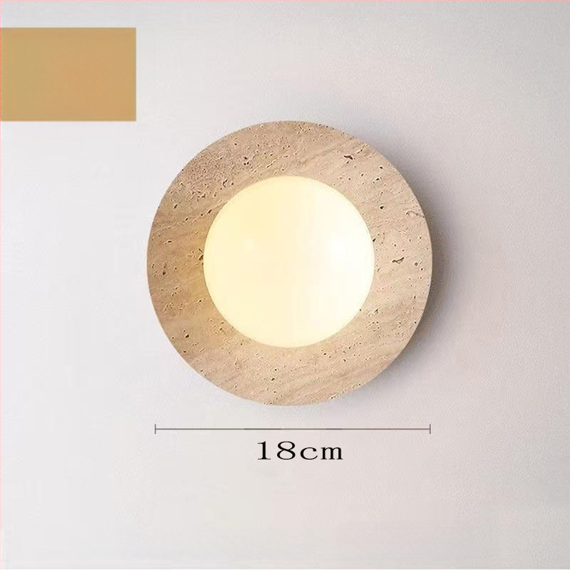 Prilagođena zidna lampa u japanskom stilu Wabi-Sabi od žutog travertina za smještajne objekte, spavaće sobe, hodnike i vile