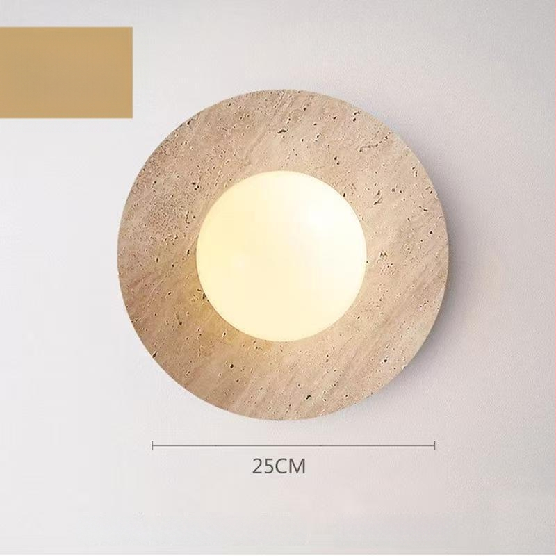 Prilagođena zidna lampa u japanskom stilu Wabi-Sabi od žutog travertina za smještajne objekte, spavaće sobe, hodnike i vile
