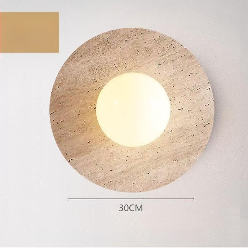 Prilagođena zidna lampa u japanskom stilu Wabi-Sabi od žutog travertina za smještajne objekte, spavaće sobe, hodnike i vile