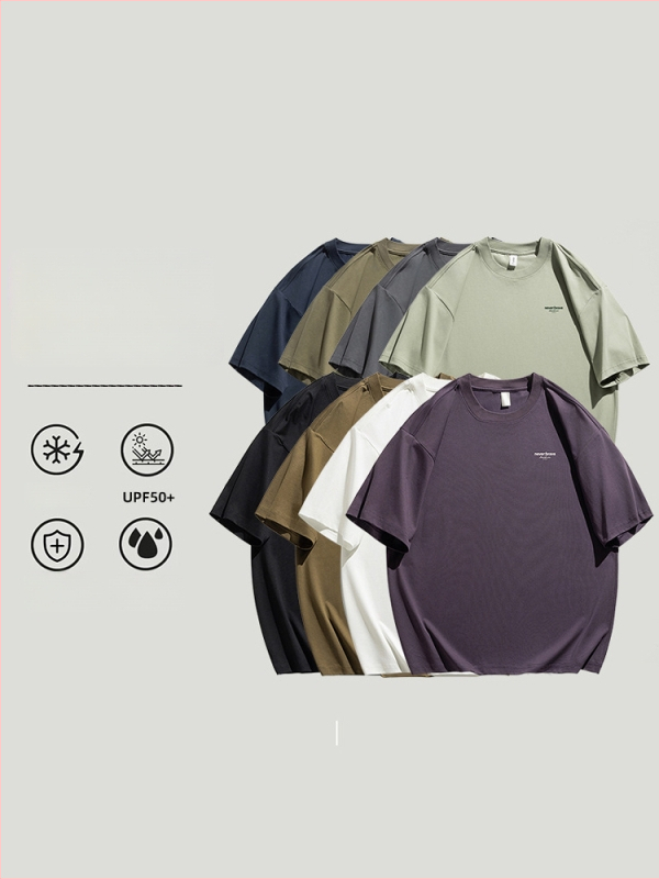 Muško T-shirt kratkih rukava s Ice-Feel tehnologijom, pamuk, ljeto 2026, oversized kroj, vrhunska kvaliteta