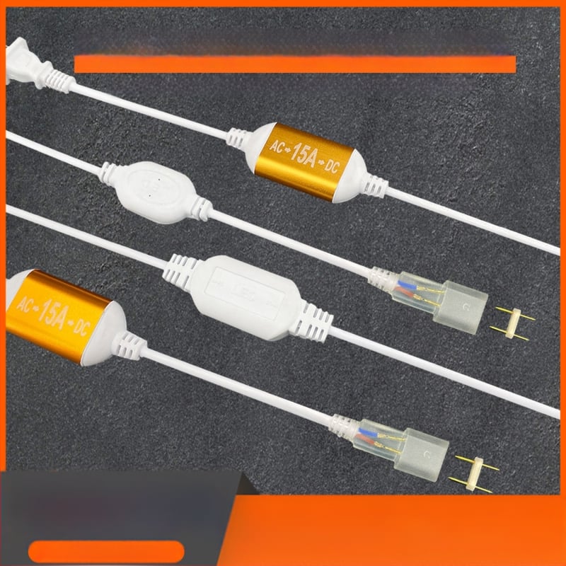 220V-os kétpin LED-szalag csatlakozó, nagy teljesítményű meghajtóval és egyenirányítóval, vezetékes csatlakozóval, 100 m