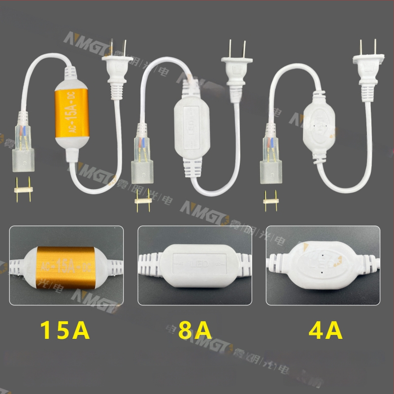 220V-os kétpin LED-szalag csatlakozó, nagy teljesítményű meghajtóval és egyenirányítóval, vezetékes csatlakozóval, 100 m