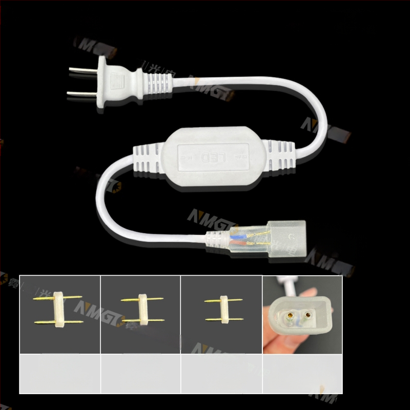 220V-os kétpin LED-szalag csatlakozó, nagy teljesítményű meghajtóval és egyenirányítóval, vezetékes csatlakozóval, 100 m