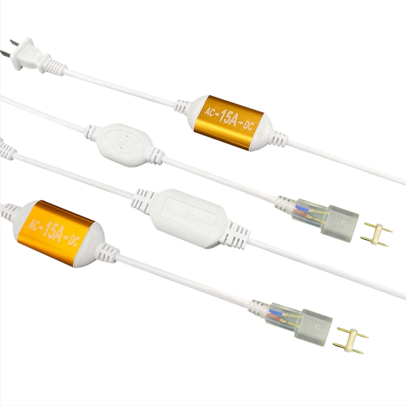 220V-os kétpin LED-szalag csatlakozó, nagy teljesítményű meghajtóval és egyenirányítóval, vezetékes csatlakozóval, 100 m