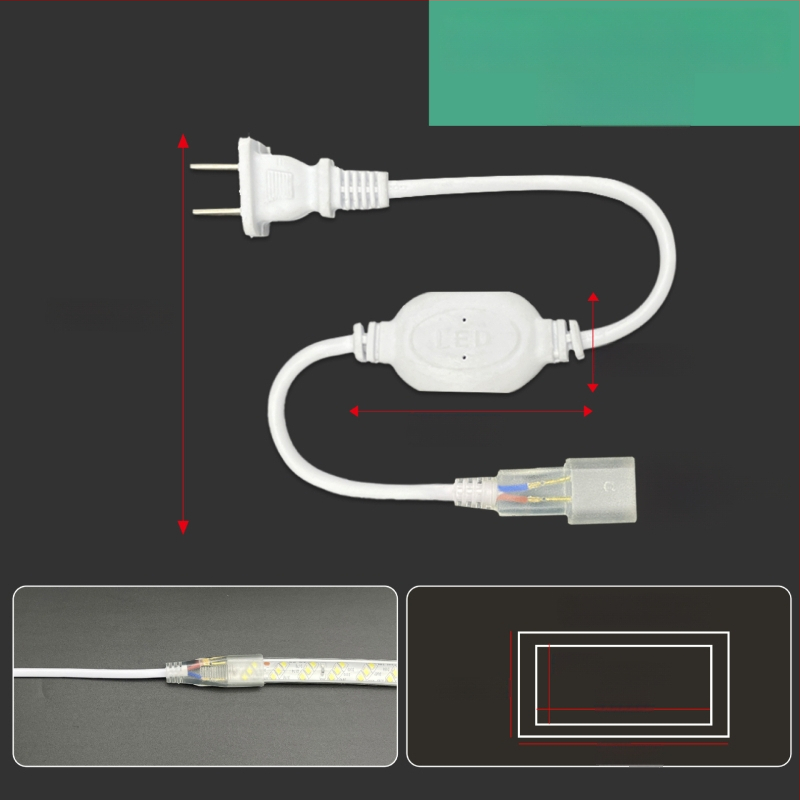 220V-os kétpin LED-szalag csatlakozó, nagy teljesítményű meghajtóval és egyenirányítóval, vezetékes csatlakozóval, 100 m