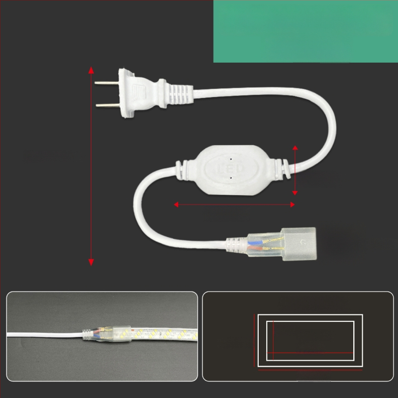 220V-os kétpin LED-szalag csatlakozó, nagy teljesítményű meghajtóval és egyenirányítóval, vezetékes csatlakozóval, 100 m