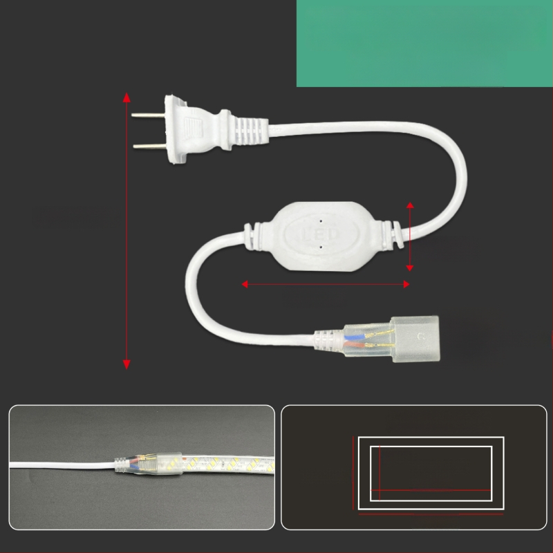 220V-os kétpin LED-szalag csatlakozó, nagy teljesítményű meghajtóval és egyenirányítóval, vezetékes csatlakozóval, 100 m