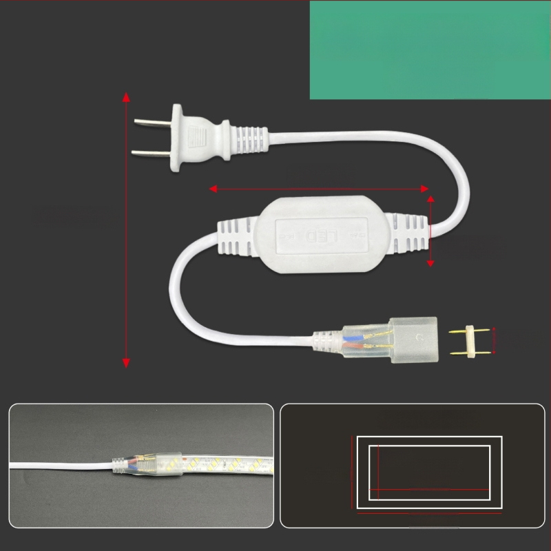 220V-os kétpin LED-szalag csatlakozó, nagy teljesítményű meghajtóval és egyenirányítóval, vezetékes csatlakozóval, 100 m