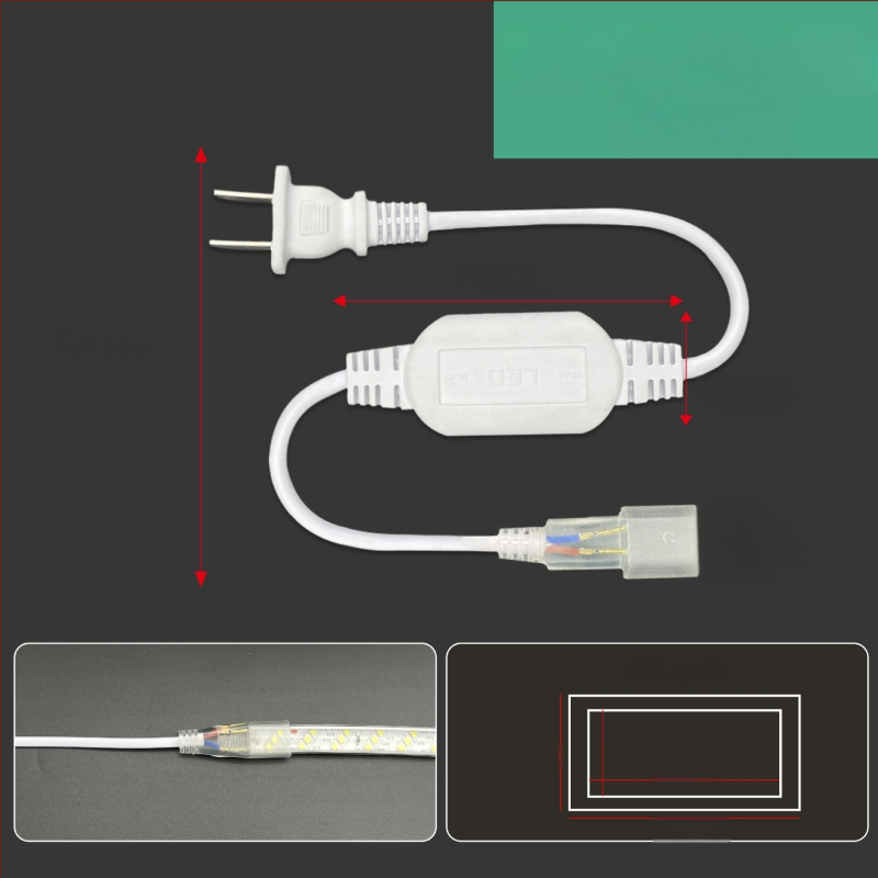 220V-os kétpin LED-szalag csatlakozó, nagy teljesítményű meghajtóval és egyenirányítóval, vezetékes csatlakozóval, 100 m