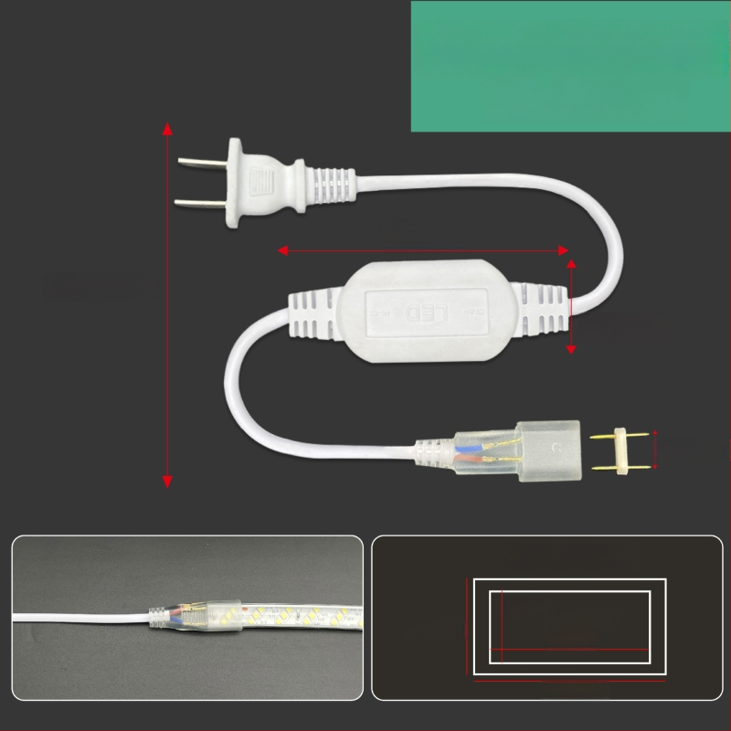 220V-os kétpin LED-szalag csatlakozó, nagy teljesítményű meghajtóval és egyenirányítóval, vezetékes csatlakozóval, 100 m