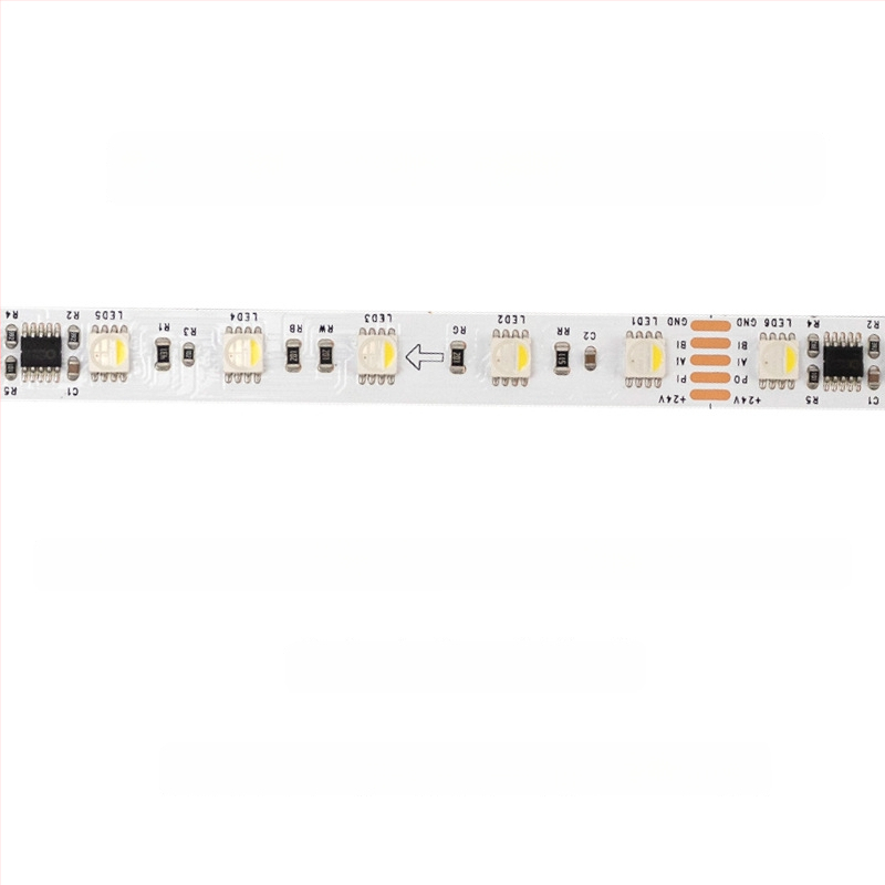 DMX512 RGBW LED traka u boji, 24V, samoljepljiva, 10 segmenata, 60 LED-ova 5050 RGBW, duljina 5 m