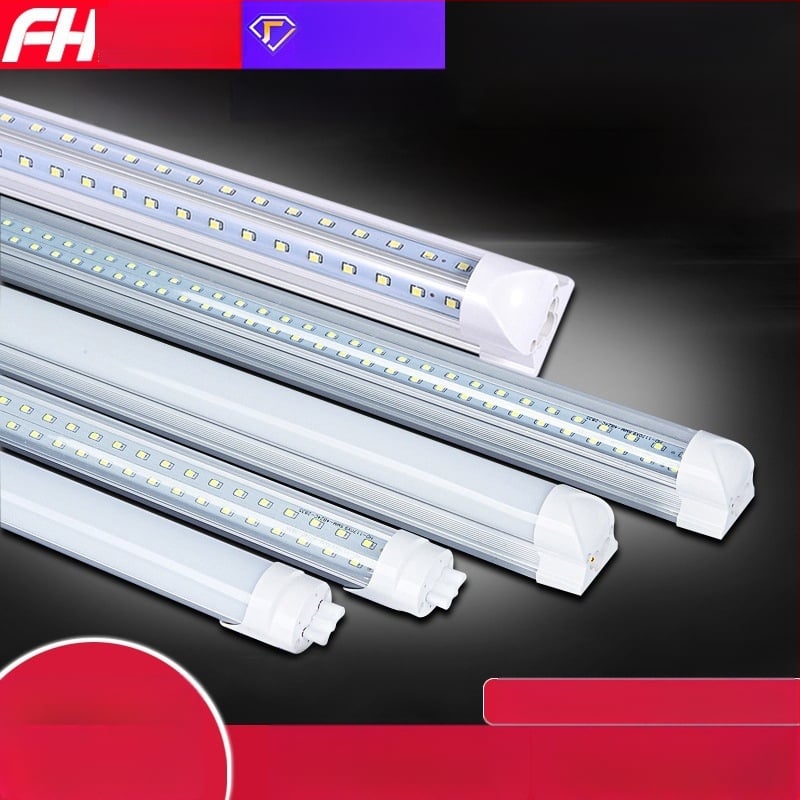 T8 LED тръба с двойна редица, V-образен интегриран дизайн, дължина 2,4 м, 1,2 м модул, 40 W, алуминиево-пластмасова разделена конструкция, дневна светлина