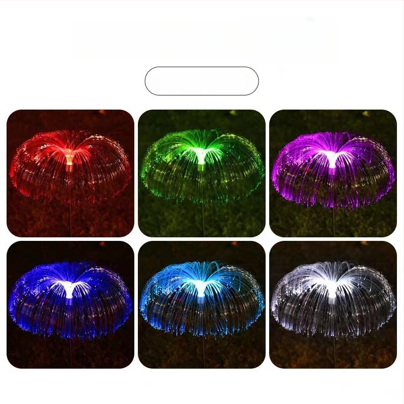 Solarna lampa meduza s optičkim vlaknima, mijenja boje, za kampiranje i dvorište, s kontrolom svjetla.