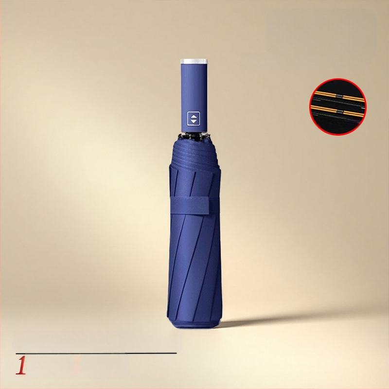 Umbrelă pentru soare și ploaie cu acoperire UV neagră, complet automată, pliabilă în trei, logo personalizat, unisex