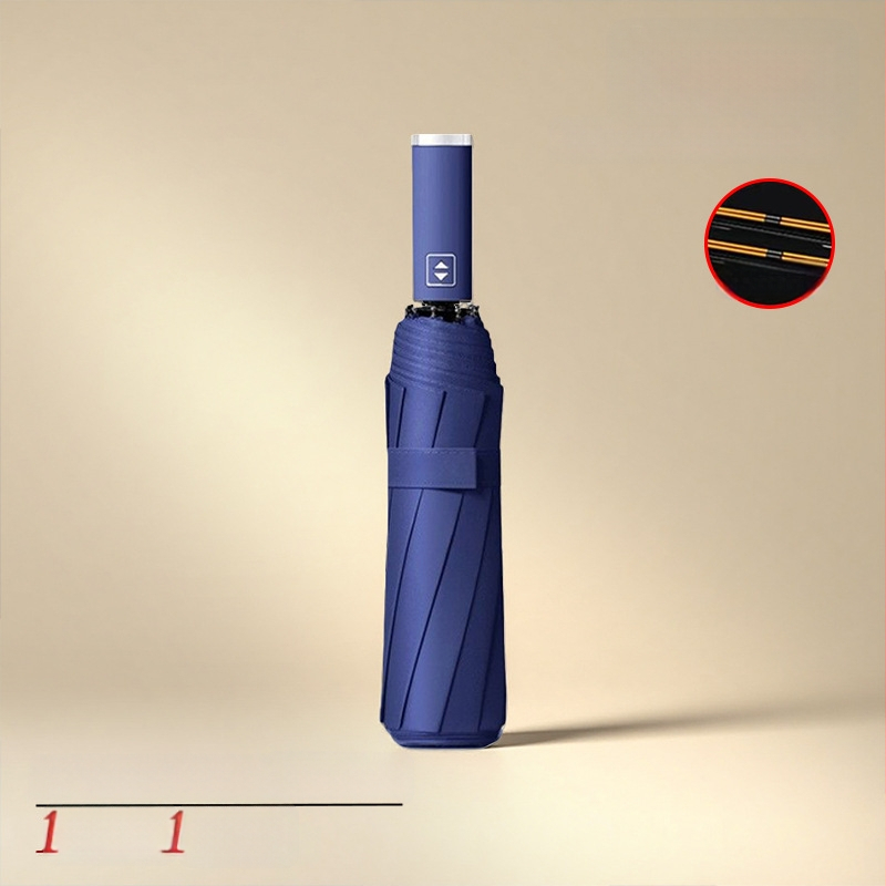 Umbrelă pentru soare și ploaie cu acoperire UV neagră, complet automată, pliabilă în trei, logo personalizat, unisex