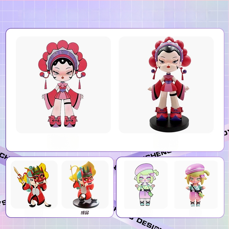 Figurine personalizate în stil desen animat, în cutie misterioasă, decor de birou din rășină-PVC, design mascote corporativă