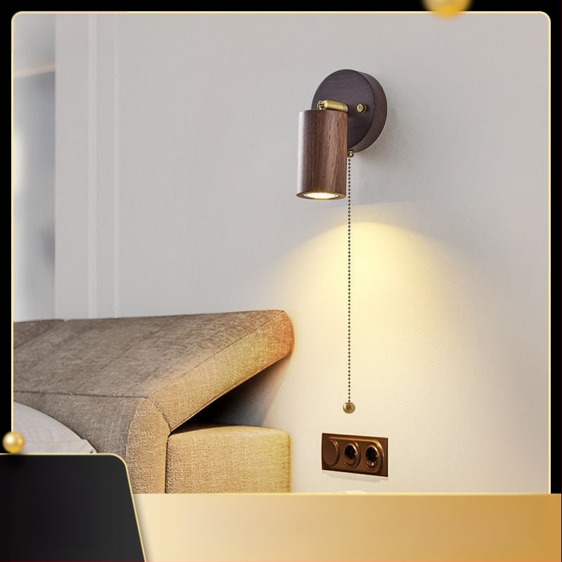Zidna lampa u japanskom stilu od prirodnog drveta s LED spotom, za spavaću sobu, hodnik, ulaz i balkon – lampa uz krevet s drvenim uzorkom