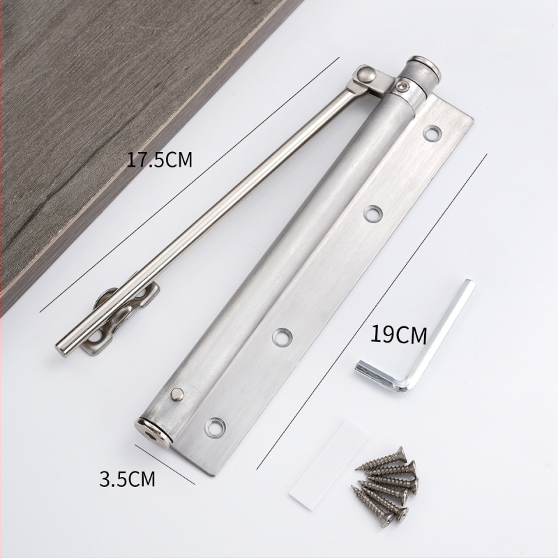 Zatvárač dverí z nerezovej ocele s hydraulickým tlmičom — automatický, ľahký, moderný minimalistický dizajn pre domové alebo hotelové dvere.