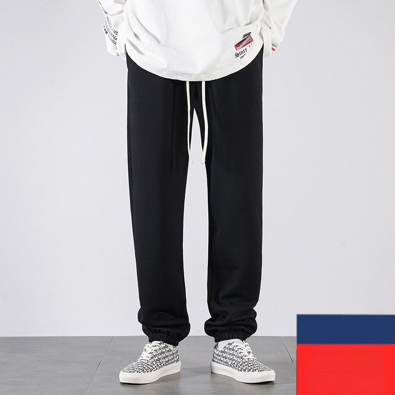 Férfi hosszú edzőnadrág fleece-béléssel, hosszított méret 190 cm-hez, őszi-téli, 65% pamut, magas derék, egyenes szár, mandzsetta, Plusz méret