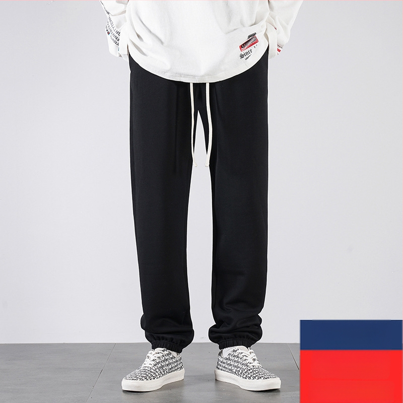 Férfi hosszú edzőnadrág fleece-béléssel, hosszított méret 190 cm-hez, őszi-téli, 65% pamut, magas derék, egyenes szár, mandzsetta, Plusz méret