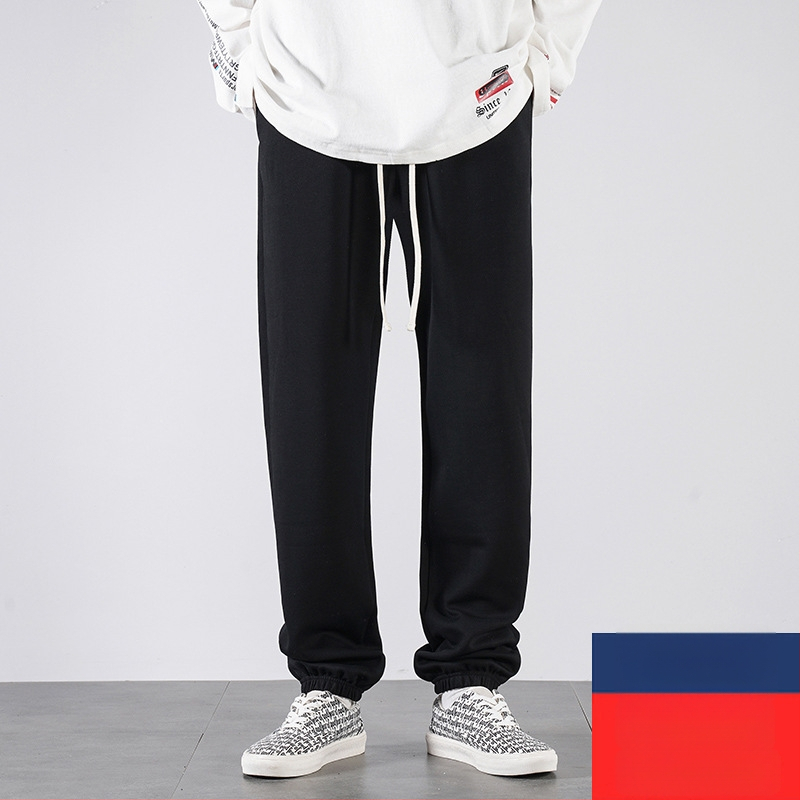 Férfi hosszú edzőnadrág fleece-béléssel, hosszított méret 190 cm-hez, őszi-téli, 65% pamut, magas derék, egyenes szár, mandzsetta, Plusz méret
