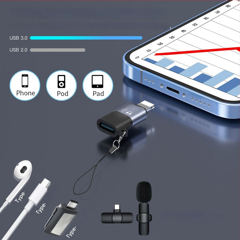 OTG Type-C adapter za slušalice s bežičnim mikrofonom za Apple uređaje