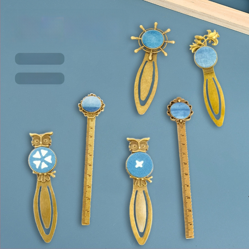 Semn de carte metal în stil retro chinezesc, cu logo personalizat, design decupat creativ și placare aurie, clips pentru carte cu riglă, cadou educațional și cultural