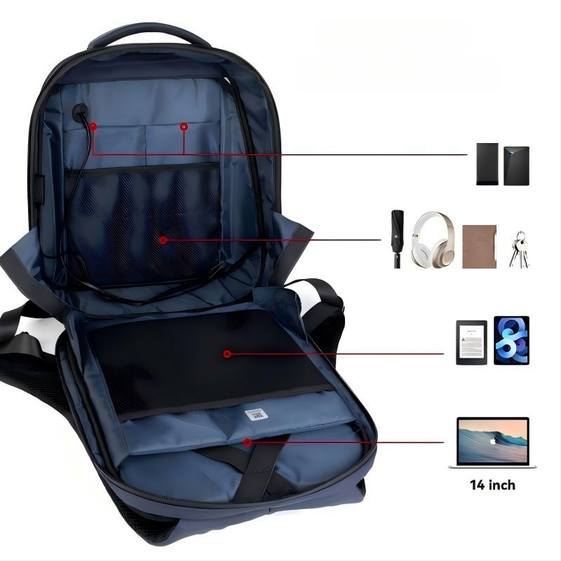 Kawichi ruksak s LED zaslonom, vodootporan, kapacitet do 20 L, za 14-inčni laptop, gradski stil, unisex