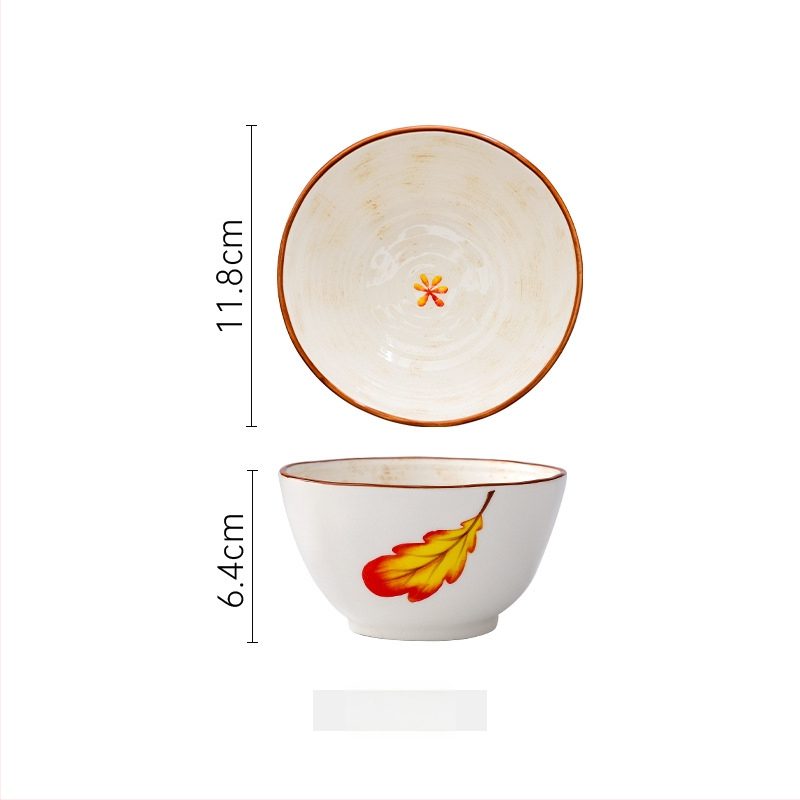Set ceramic pentru masă cu farfurii și boluri, pictură manuală, porțelan, stil japonez