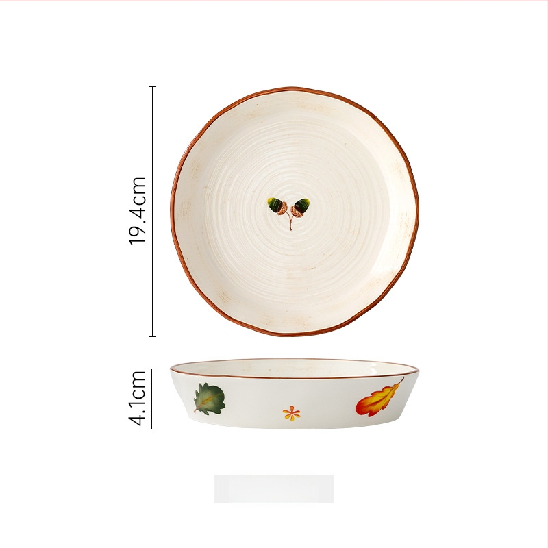Set ceramic pentru masă cu farfurii și boluri, pictură manuală, porțelan, stil japonez