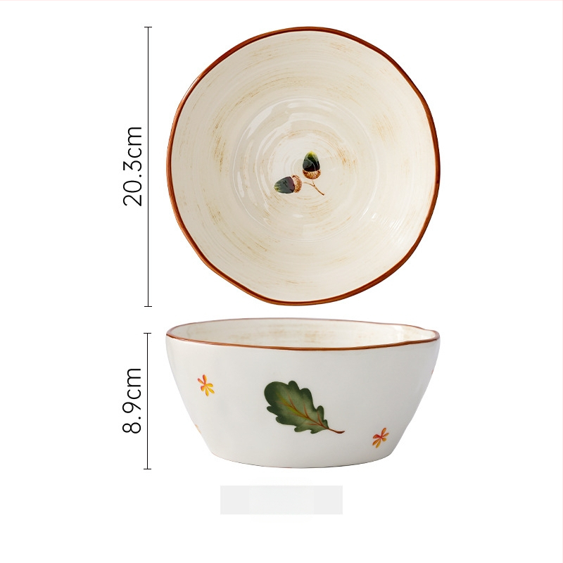 Set ceramic pentru masă cu farfurii și boluri, pictură manuală, porțelan, stil japonez