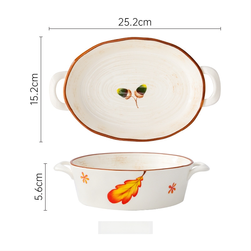 Set ceramic pentru masă cu farfurii și boluri, pictură manuală, porțelan, stil japonez