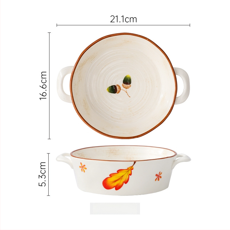Set ceramic pentru masă cu farfurii și boluri, pictură manuală, porțelan, stil japonez