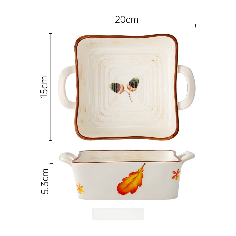 Set ceramic pentru masă cu farfurii și boluri, pictură manuală, porțelan, stil japonez
