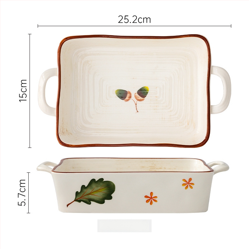 Set ceramic pentru masă cu farfurii și boluri, pictură manuală, porțelan, stil japonez