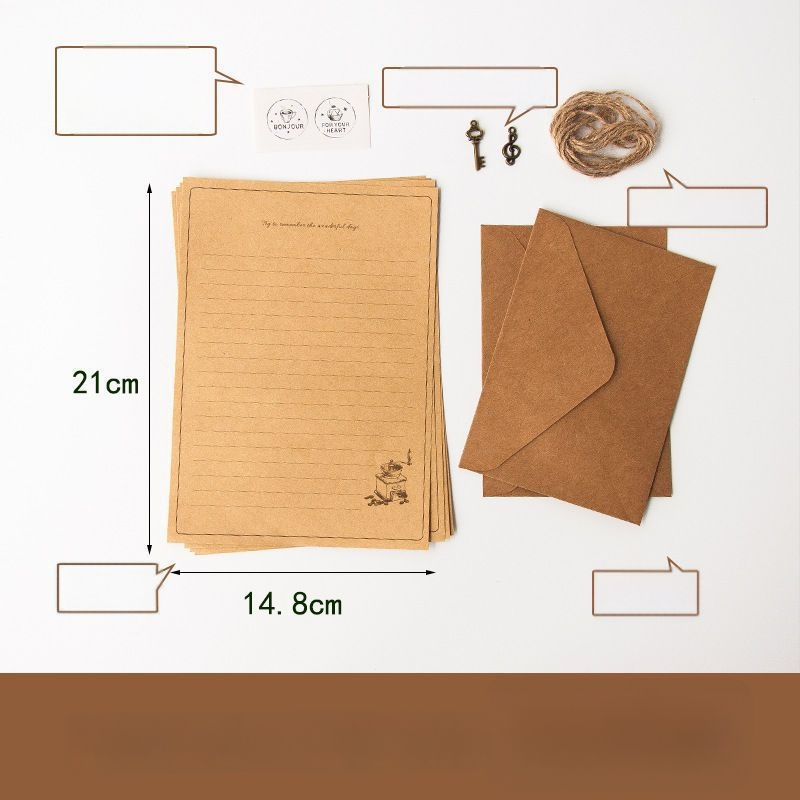 Set retro de plicuri și hârtie pentru scris, cu 5 coli de scrisoare și 5 coli de hârtie de scris