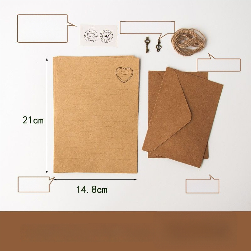 Set retro de plicuri și hârtie pentru scris, cu 5 coli de scrisoare și 5 coli de hârtie de scris