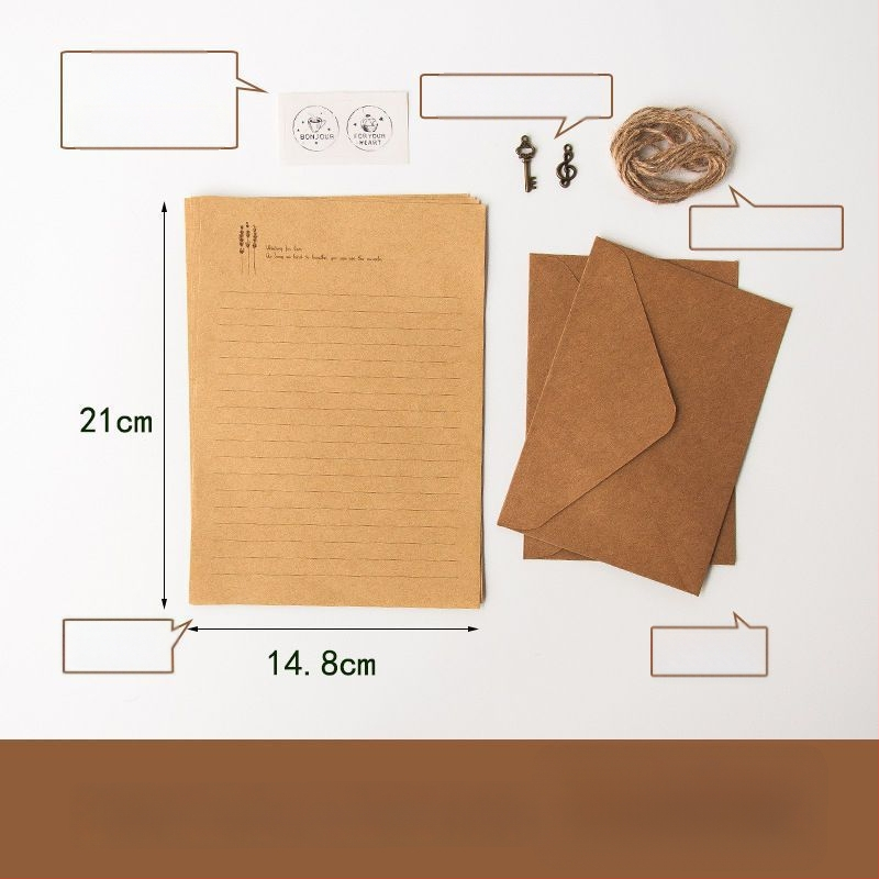 Set retro de plicuri și hârtie pentru scris, cu 5 coli de scrisoare și 5 coli de hârtie de scris