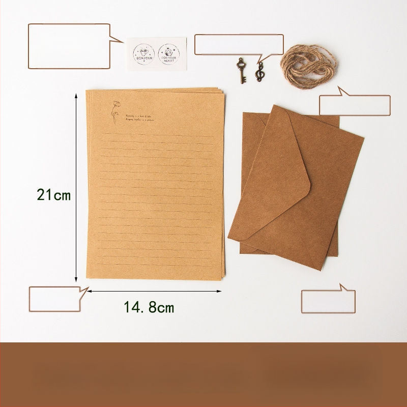 Set retro de plicuri și hârtie pentru scris, cu 5 coli de scrisoare și 5 coli de hârtie de scris