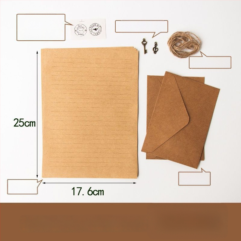 Set retro de plicuri și hârtie pentru scris, cu 5 coli de scrisoare și 5 coli de hârtie de scris