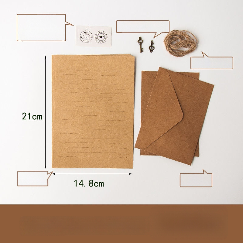 Set retro de plicuri și hârtie pentru scris, cu 5 coli de scrisoare și 5 coli de hârtie de scris