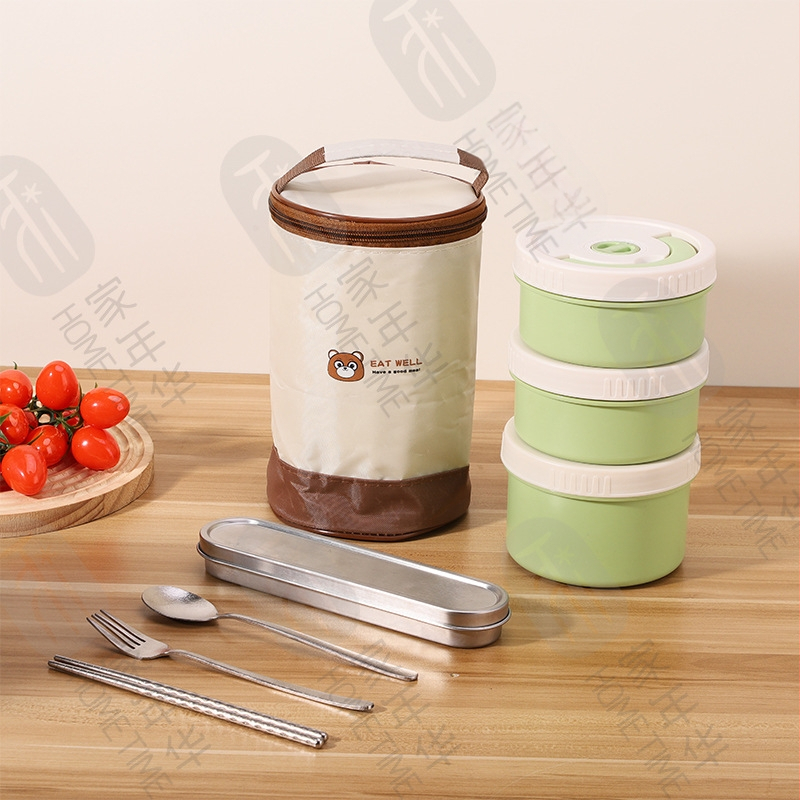Lunch box od titana, okruglog oblika, četiri odjeljka, izoliran, jednostavan za čišćenje, kapacitet 301–500 ml, mikrovalna sigurnost, mogućnost prilagodbe logotipa, moderan minimalistički stil, prijenosno za vanjske potrebe