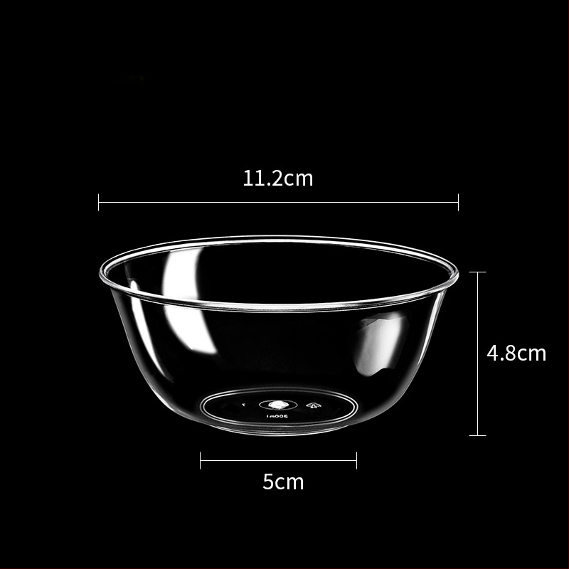 Bol de unică folosință din plastic transparent, rezistent, 300 ml, rotund, 112×50×48 mm
