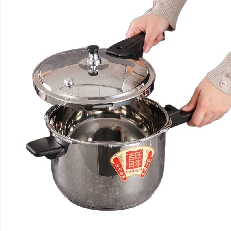 Oală sub presiune din oțel inoxidabil 304, capacitate mare pentru uz casnic, universal pentru aragazuri cu gaz și plite cu inducție, protecție la explozie, cu nucleu din aluminiu gros