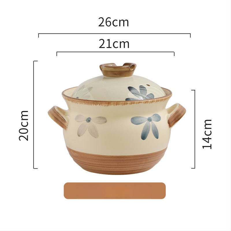 Oală de lut albastru închis cu capac, 2.1–3 L, compatibilă cu aragaz pe gaz, vas ceramic pentru supe și tocănițe, stil japonez