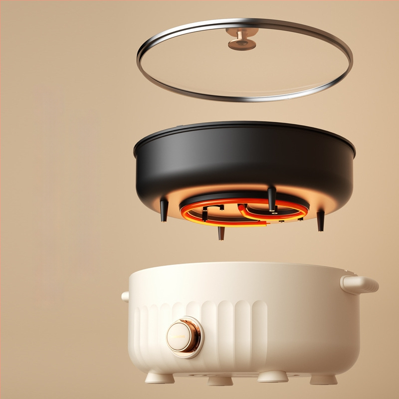 Oală electrică duală cu două compartimente, 110V, standard american, pentru uz casnic, multifuncțională, antiaderent, capacitate 5–6 L