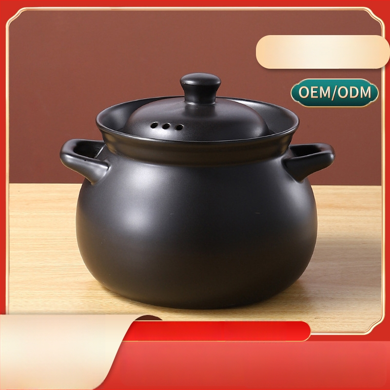 Oală tradițională din lut ceramic pentru gătit pe foc deschis, oală de supă cu capac, rezistentă la temperaturi înalte, capacitate 2.1–3 L, 3.1–4 L sau peste 5 L
