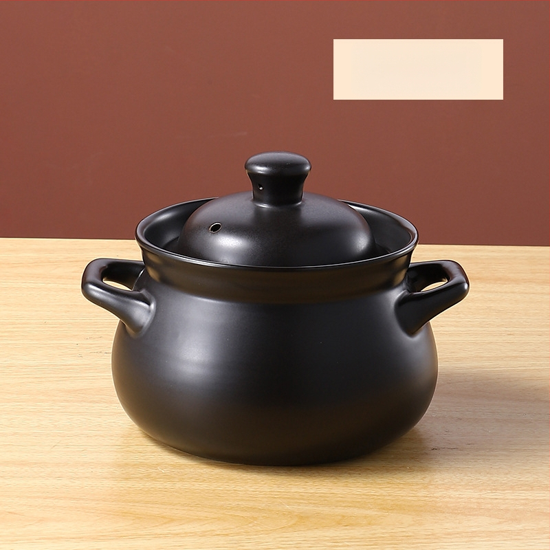 Oală tradițională din lut ceramic pentru gătit pe foc deschis, oală de supă cu capac, rezistentă la temperaturi înalte, capacitate 2.1–3 L, 3.1–4 L sau peste 5 L