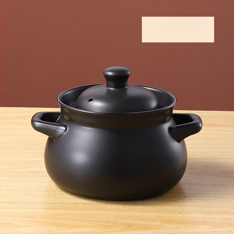 Oală tradițională din lut ceramic pentru gătit pe foc deschis, oală de supă cu capac, rezistentă la temperaturi înalte, capacitate 2.1–3 L, 3.1–4 L sau peste 5 L